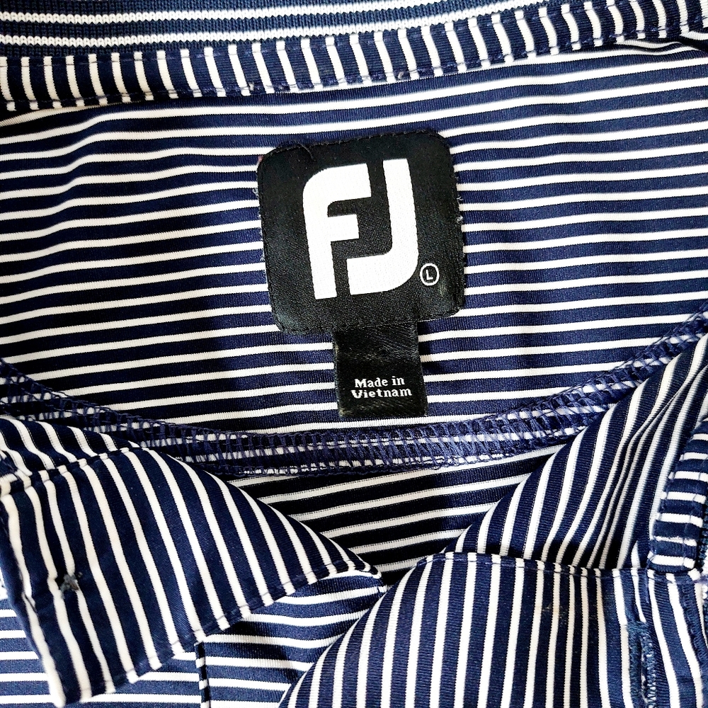 Navy Blue Micro Stripe Golf Polo FootJoy size Large - Picture 3 of 5